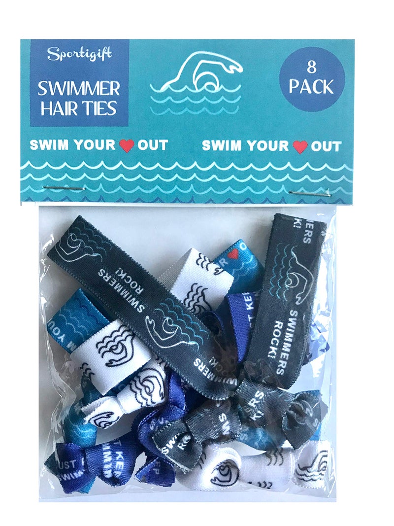 Sportigift 8 Piece Swimming Hair Elastic Set - Hair Accessories for Girls, Women, Coaches, Teams, Swim Meets - MADE in the USA - Image 3